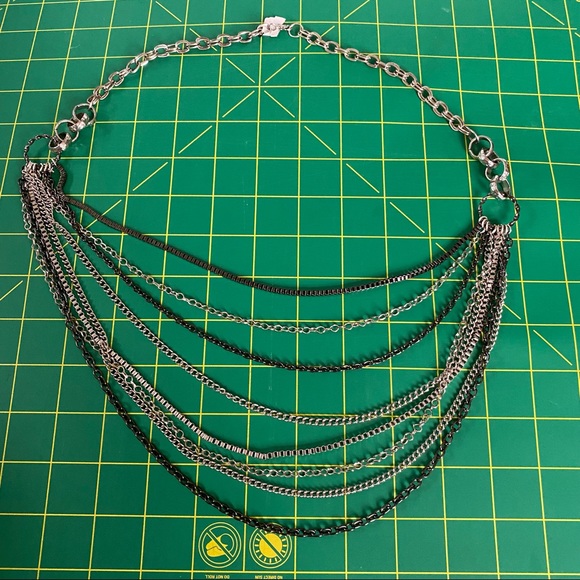 Silver & Gun Metal Gray 8 Strands Necklace - Picture 3 of 7